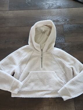 Lululemon Oh So Sherpa Half Zip Hoodie Cropped Tan Neutral M/L